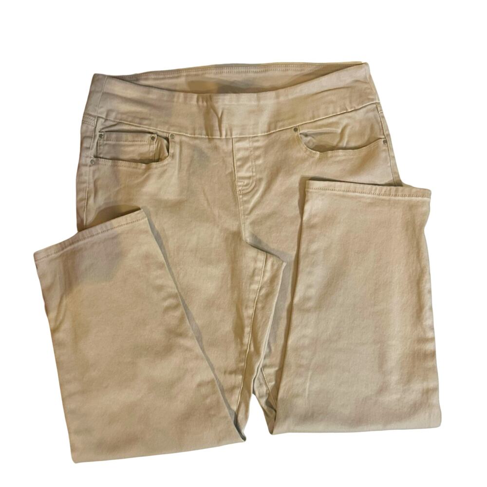 Time and Tru XL Petite 16-18 Khaki Beige Pull On Crop Pants Straight Leg